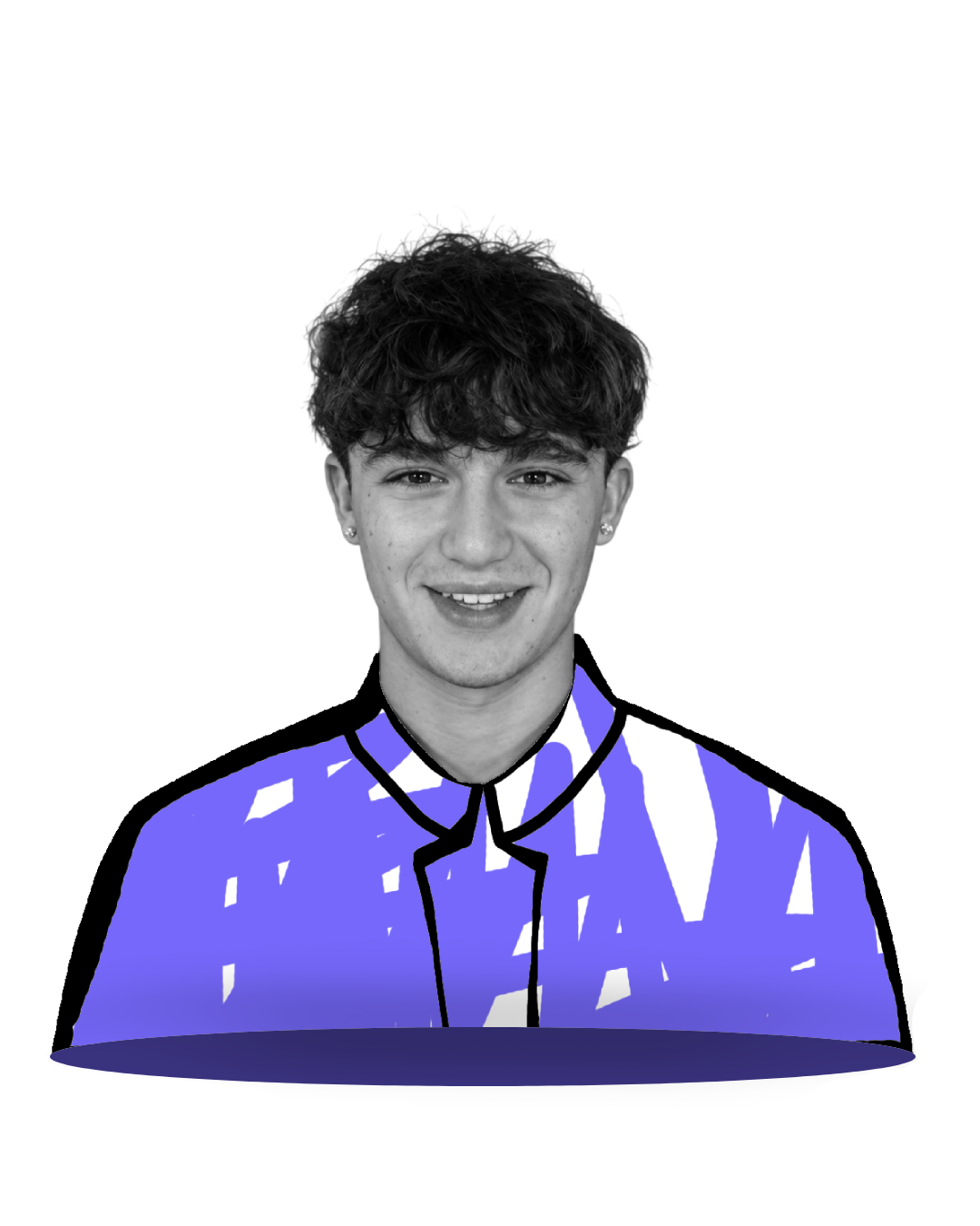 Tommaso Meulli su sfondo viola